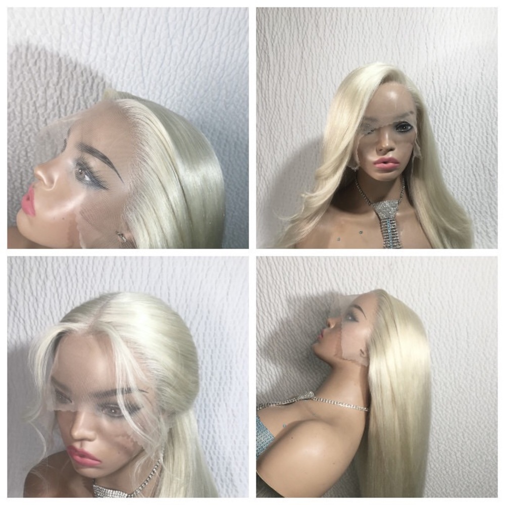 Realistic Pale Blonde Human Hair Lace Wig 24 inches - Picture 6 of 15